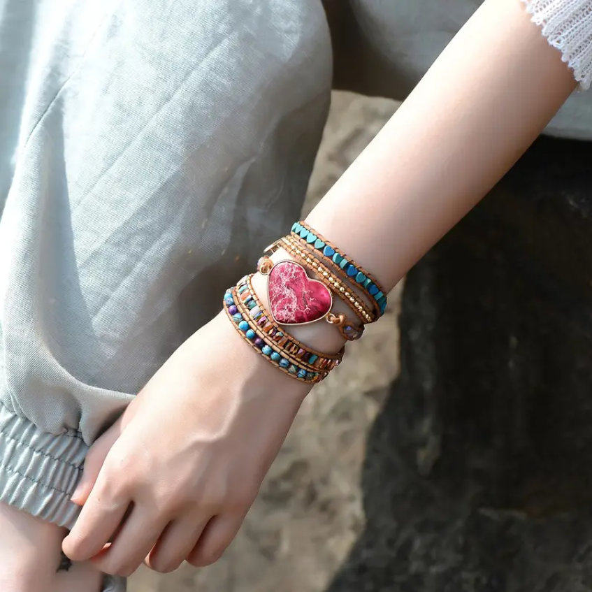 Zenitha Amora – Handcrafted Heart Gemstone Bracelet