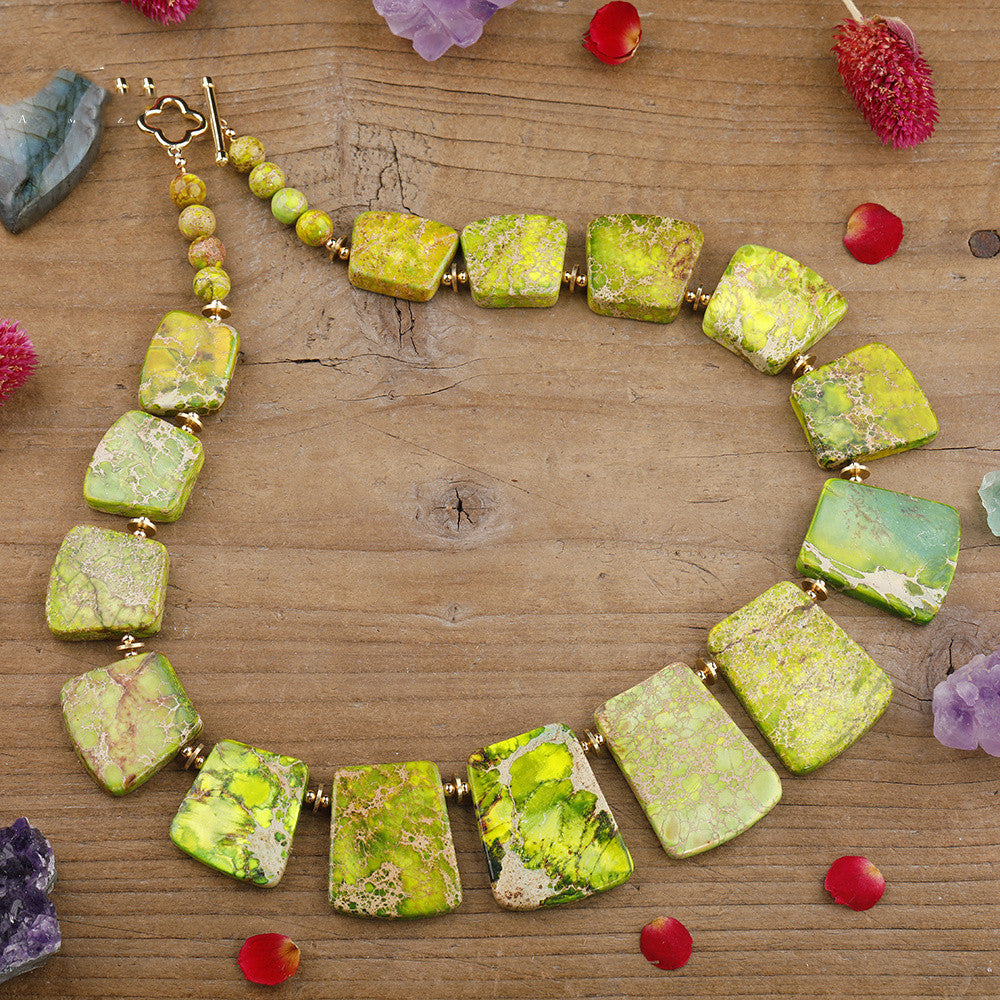 Zenitha Imperial Harmony – Multi-Stone Jasper Collar Necklace for Tranquility & Style