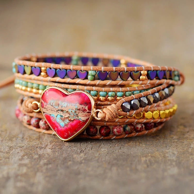 Zenitha Amora – Handcrafted Heart Gemstone Bracelet