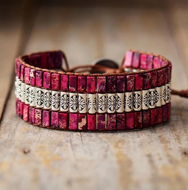 Zenitha TerraFlow – Pulsera envolvente de jaspe para equilibrio, valentía y expresión