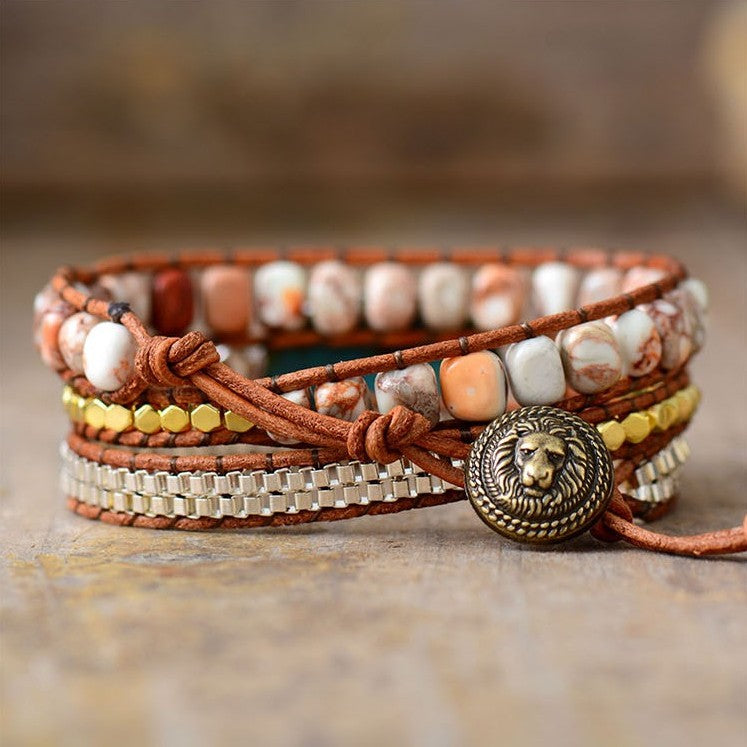 Zenitha Bohemian Tranquility – Turquoise Leather Wrap Bracelet for Calm & Confidence