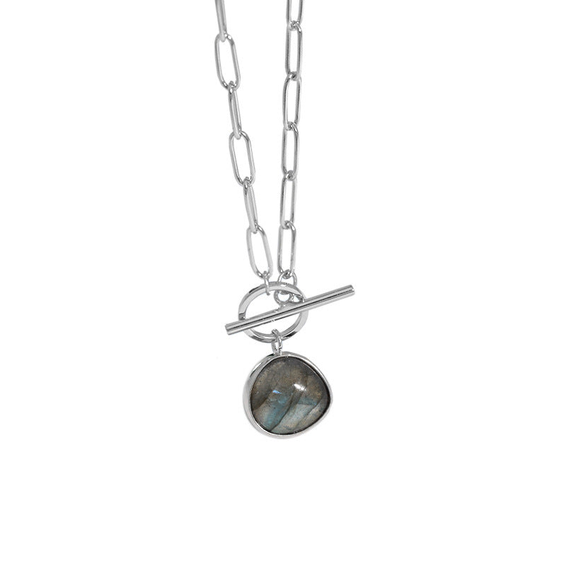 Zenitha Clarity Chain – Versilberte Labradorit-Halskette für Transformation und Intuition