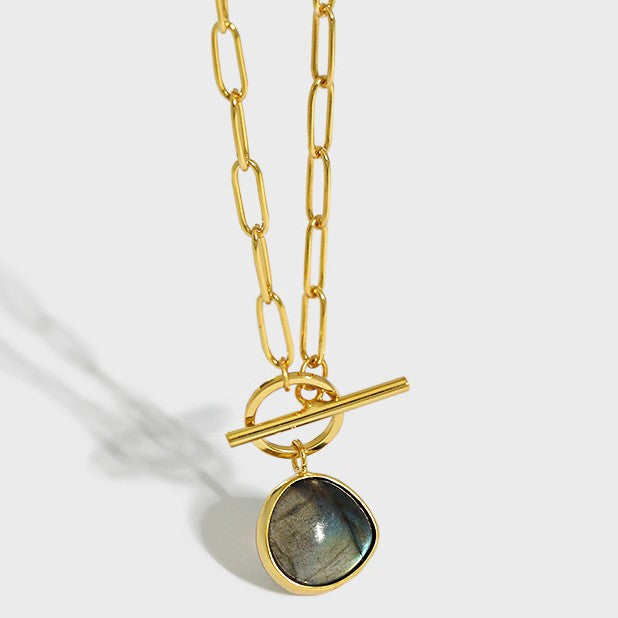 Zenitha Clarity Chain – Versilberte Labradorit-Halskette für Transformation und Intuition