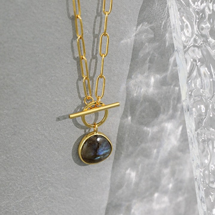 Zenitha Clarity Chain – Versilberte Labradorit-Halskette für Transformation und Intuition