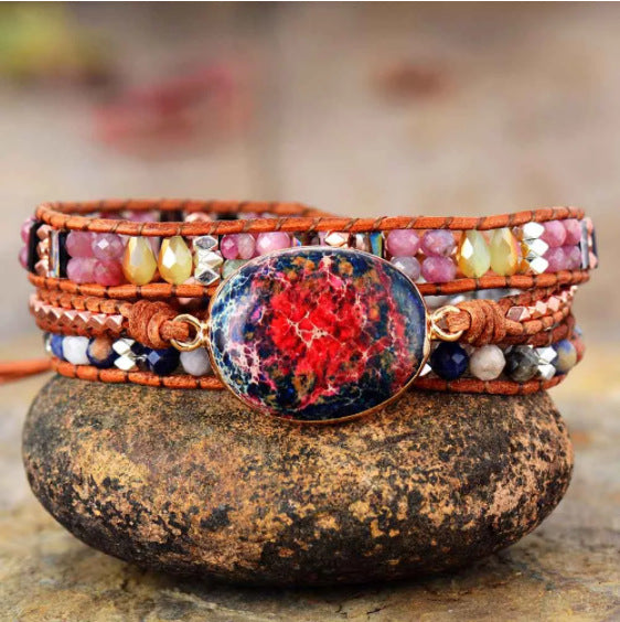 Zenitha Imperial Harmony – Pulsera envolvente de jaspe rojo para conectar con la tierra y empoderarse
