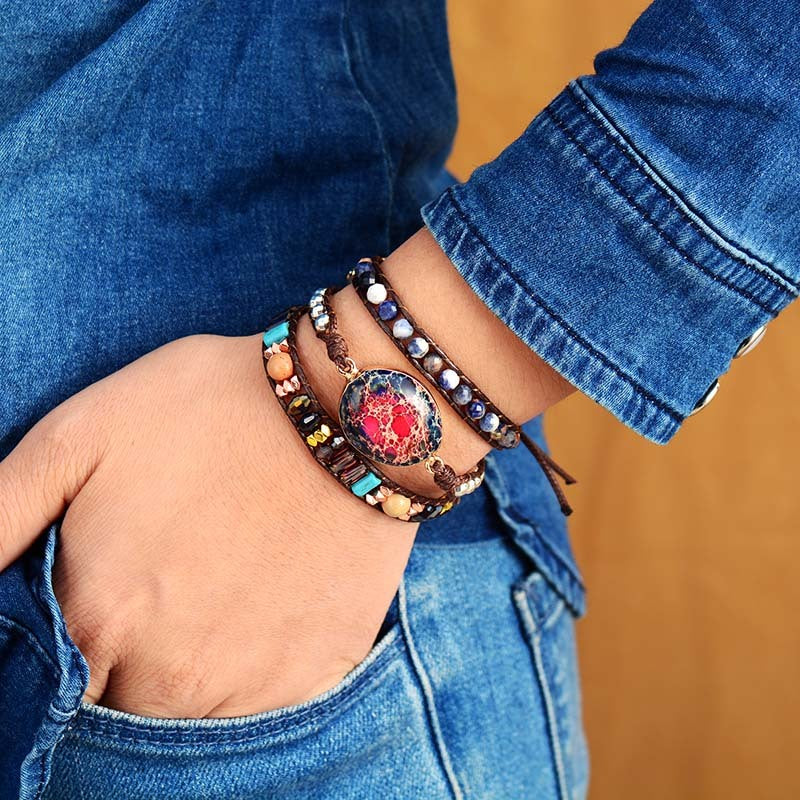 Zenitha Imperial Harmony – Pulsera envolvente de jaspe rojo para conectar con la tierra y empoderarse