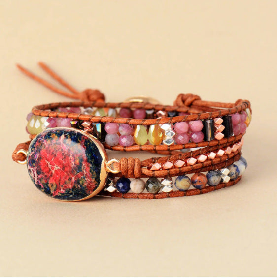 Zenitha Imperial Harmony – Pulsera envolvente de jaspe rojo para conectar con la tierra y empoderarse