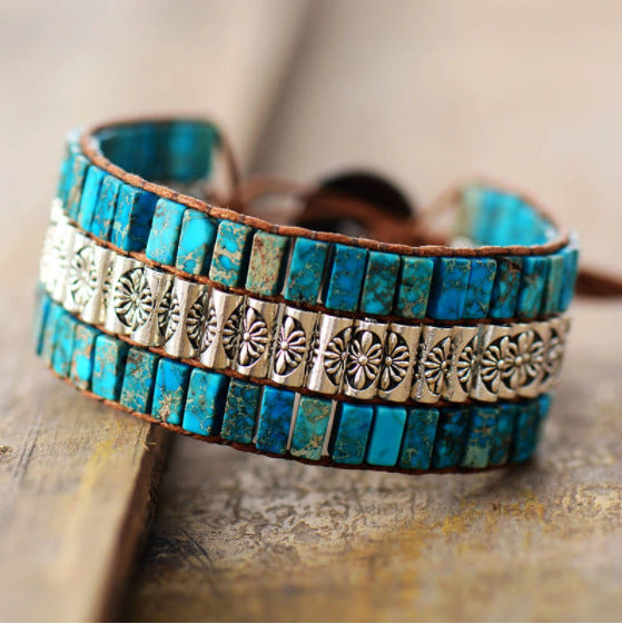 Zenitha TerraFlow – Pulsera envolvente de jaspe para equilibrio, valentía y expresión