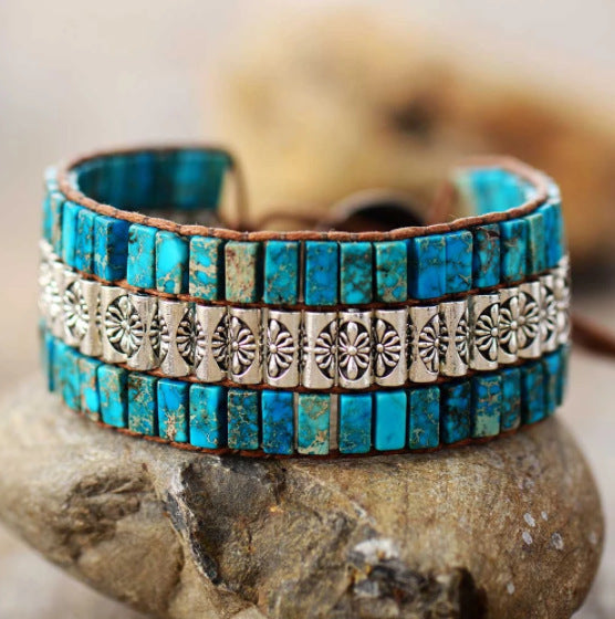 Zenitha TerraFlow – Pulsera envolvente de jaspe para equilibrio, valentía y expresión