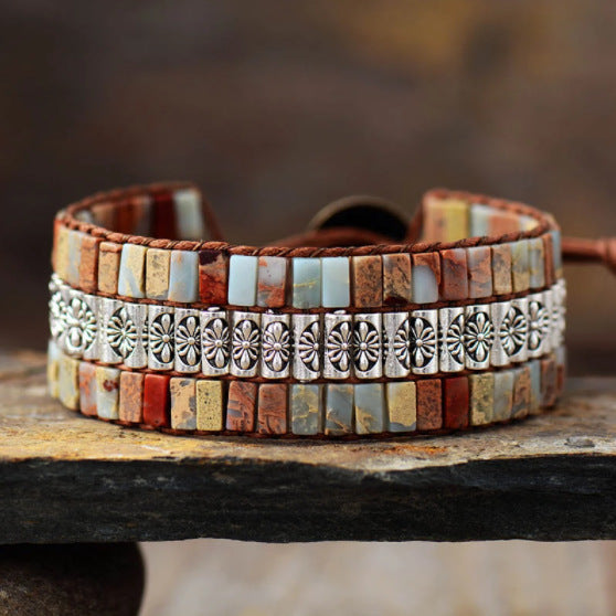 Zenitha TerraFlow – Pulsera envolvente de jaspe para equilibrio, valentía y expresión