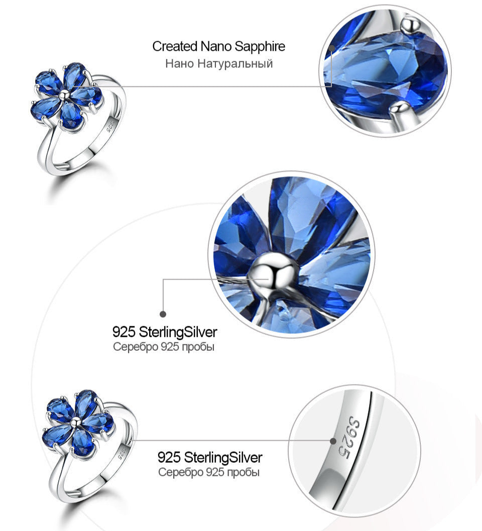 Zenitha Sapphire Bloom Ring – Where Petals Meet Poise