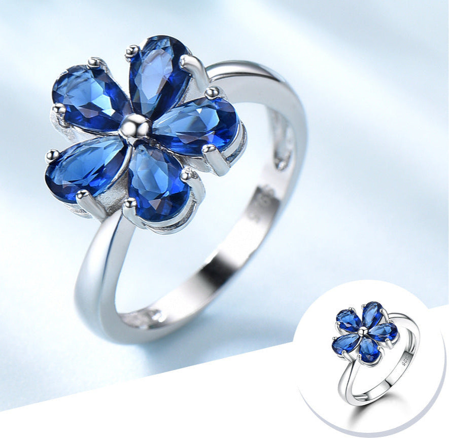 Zenitha Sapphire Bloom Ring – Where Petals Meet Poise