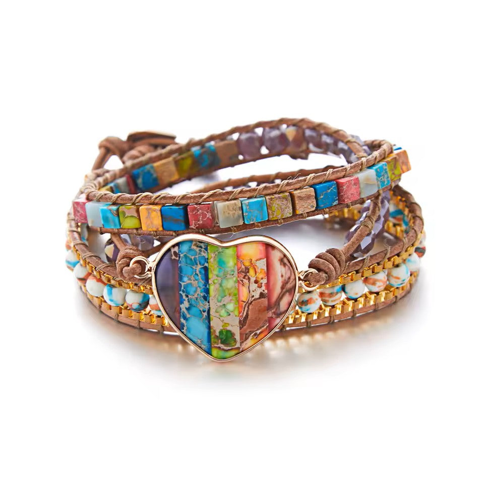 Zenitha Radiance – Pulsera envolvente de jaspe imperial arcoíris para la positividad y la autoexpresión