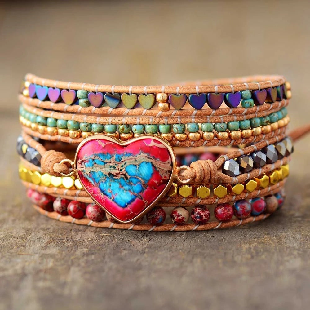Zenitha Amora – Handcrafted Heart Gemstone Bracelet