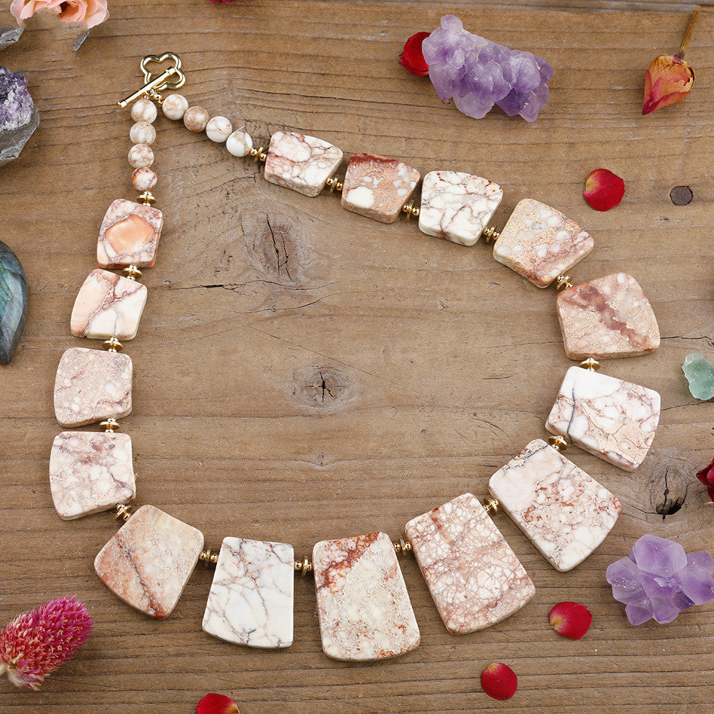Zenitha Imperial Harmony – Multi-Stone Jasper Collar Necklace for Tranquility & Style