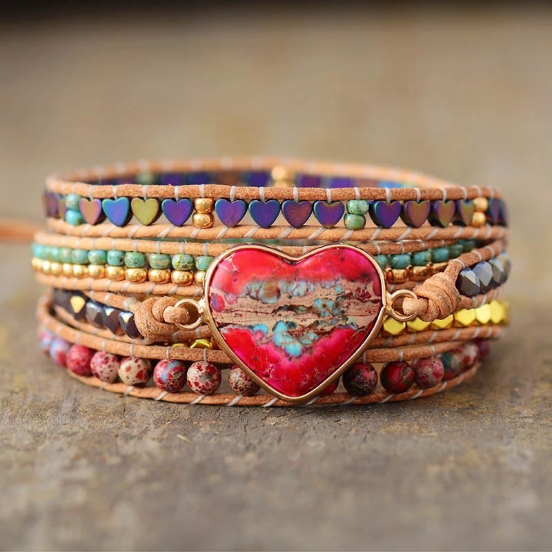 Zenitha Amora – Handcrafted Heart Gemstone Bracelet