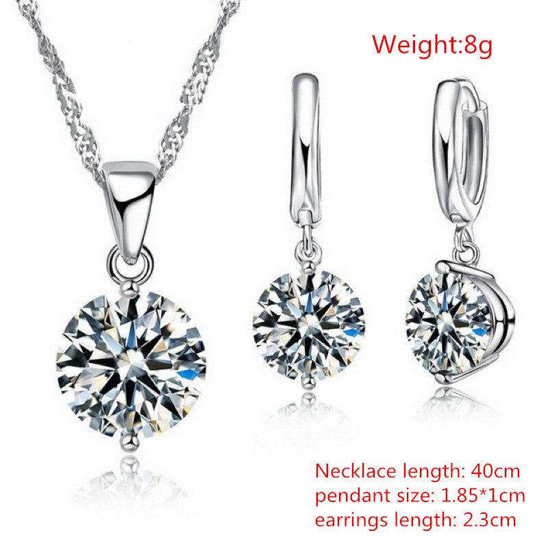 Conjunto de joyas Zenitha Crystal Radiance: pura elegancia en plata y luz