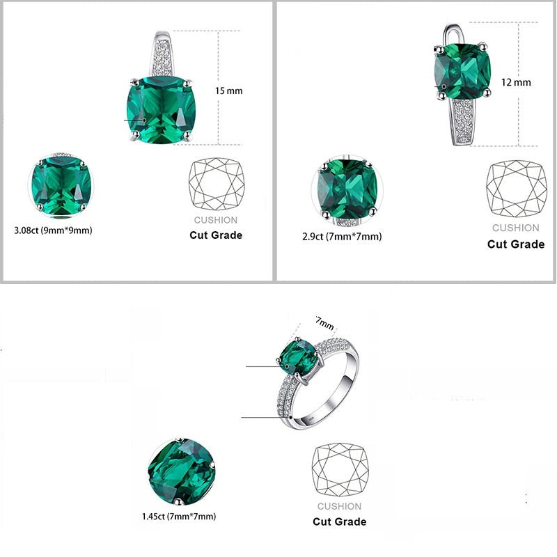 Conjunto de joyas Zenitha Emerald Glow: claridad audaz, gracia atemporal