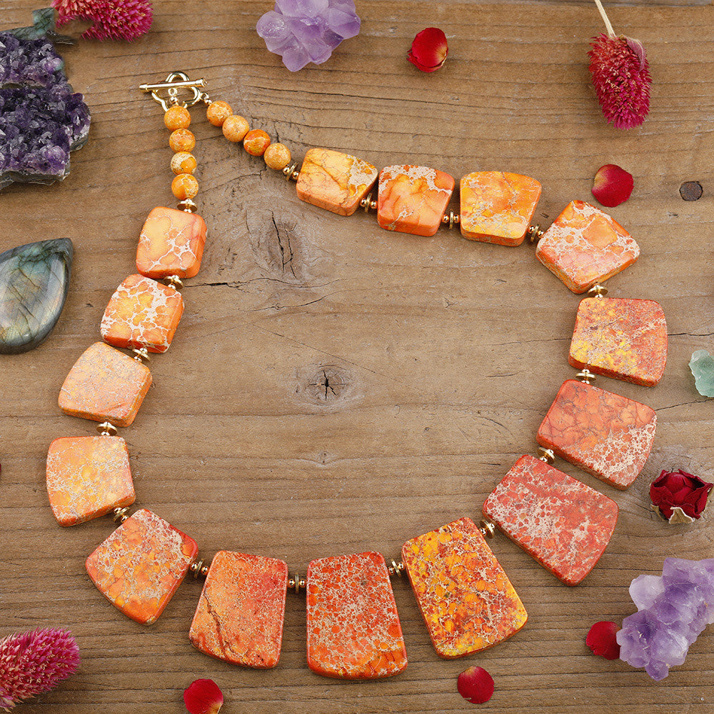 Zenitha Imperial Harmony – Multi-Stone Jasper Collar Necklace for Tranquility & Style
