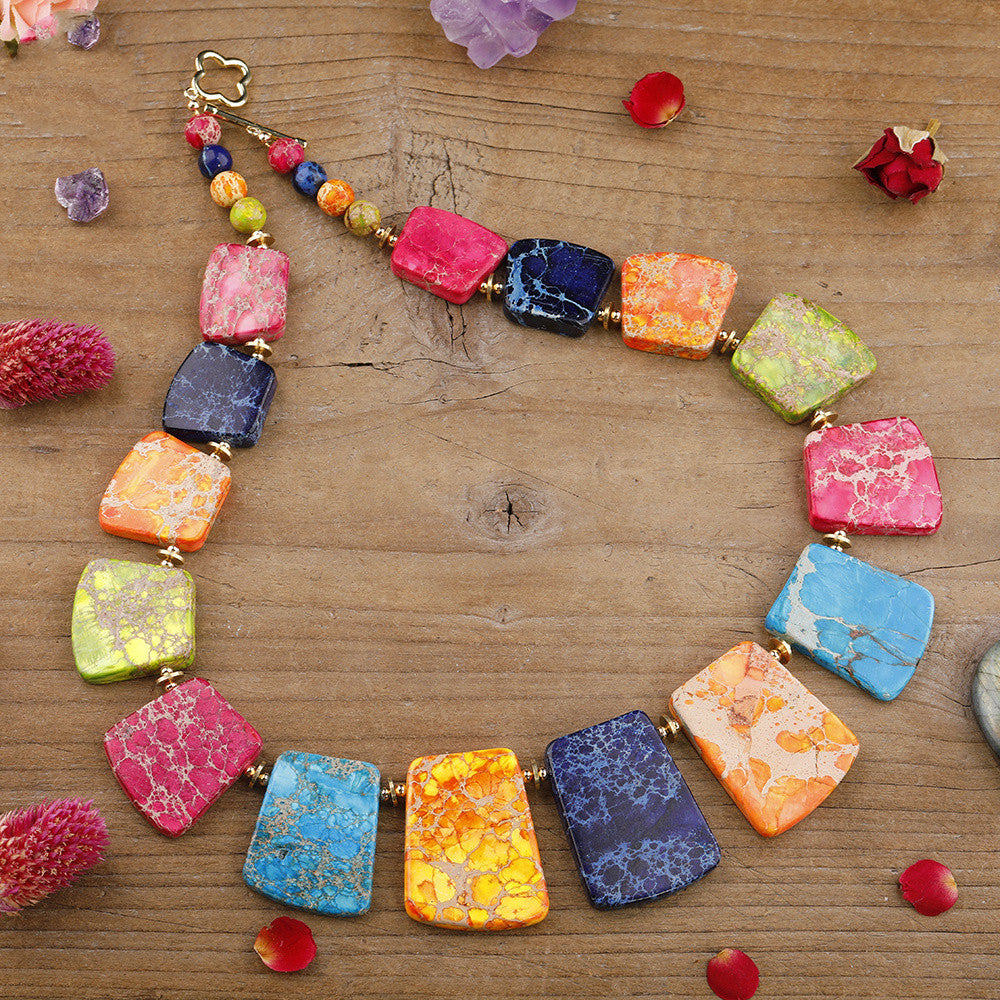 Zenitha Imperial Harmony – Multi-Stone Jasper Collar Necklace for Tranquility & Style