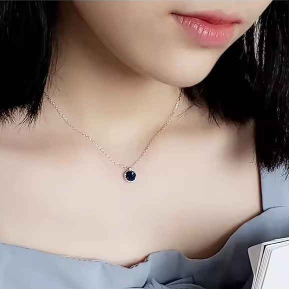 Conjunto de joyas Zenitha Midnight Bloom: Elegancia pura en azul intenso