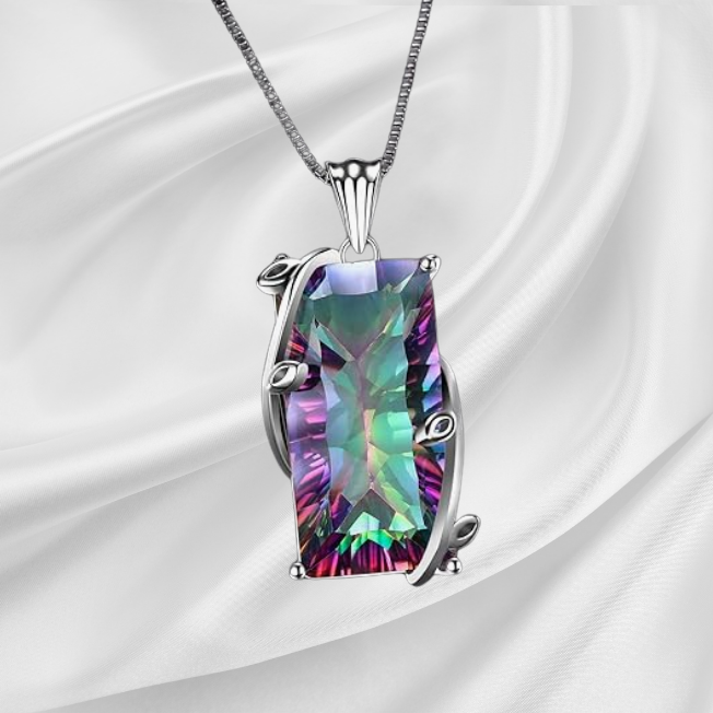 Zenitha Mystic Topaz Anhänger – 925 Sterling Silber plattierte Halskette