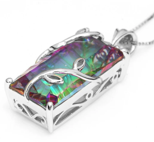 Zenitha Mystic Topaz Anhänger – 925 Sterling Silber plattierte Halskette