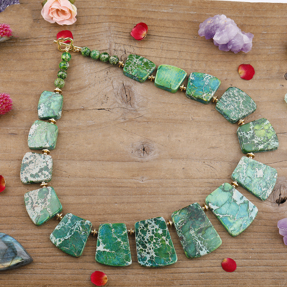 Zenitha Imperial Harmony – Multi-Stone Jasper Collar Necklace for Tranquility & Style
