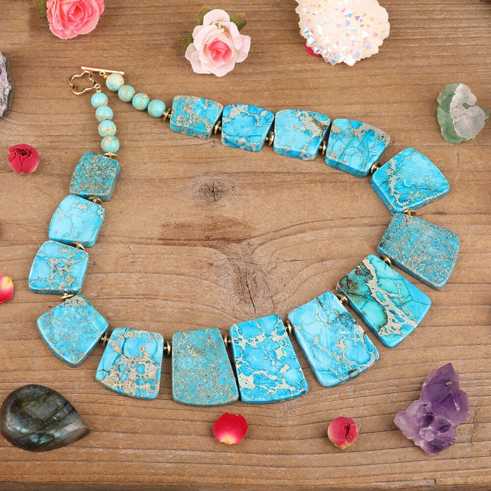 Zenitha Imperial Harmony – Multi-Stone Jasper Collar Necklace for Tranquility & Style