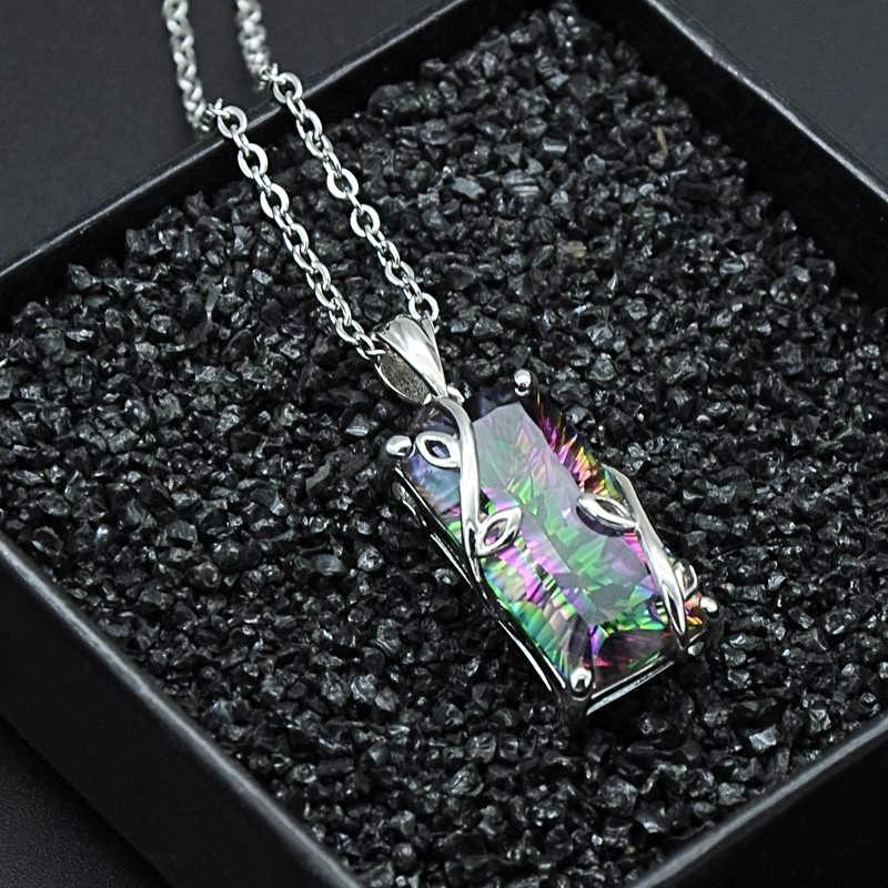 Zenitha Mystic Topaz Anhänger – 925 Sterling Silber plattierte Halskette