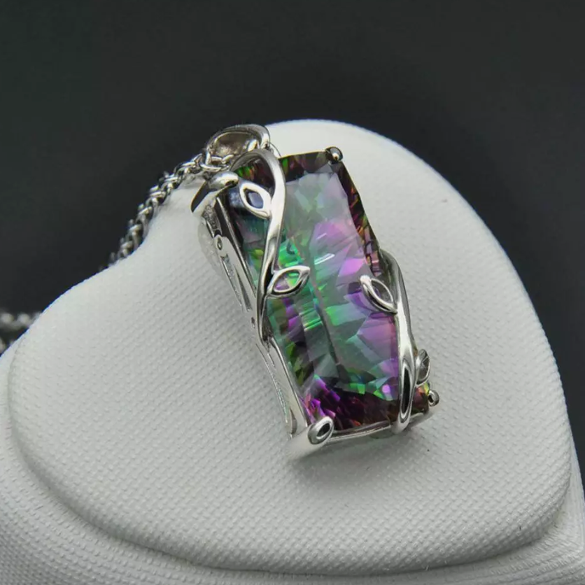 Zenitha Mystic Topaz Anhänger – 925 Sterling Silber plattierte Halskette