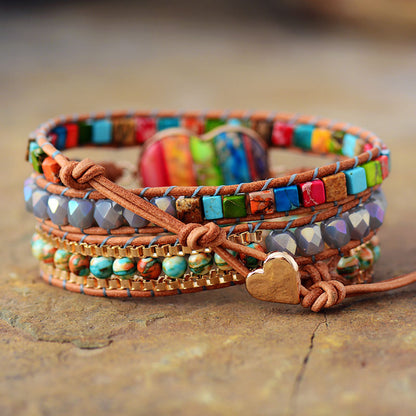 Zenitha Radiance – Pulsera envolvente de jaspe imperial arcoíris para la positividad y la autoexpresión