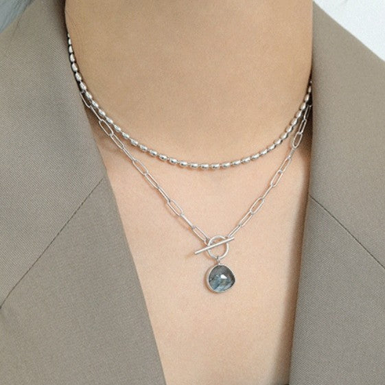 Zenitha Clarity Chain – Versilberte Labradorit-Halskette für Transformation und Intuition