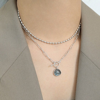 Zenitha Clarity Chain – Versilberte Labradorit-Halskette für Transformation und Intuition