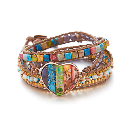 Zenitha Radiance – Pulsera envolvente de jaspe imperial arcoíris para la positividad y la autoexpresión