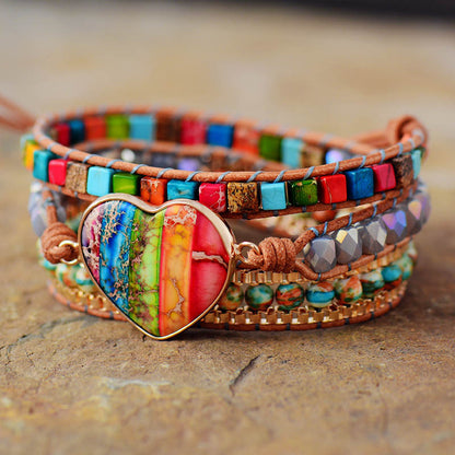 Zenitha Radiance – Pulsera envolvente de jaspe imperial arcoíris para la positividad y la autoexpresión
