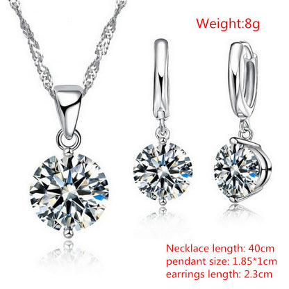 Conjunto de joyas Zenitha Crystal Radiance: pura elegancia en plata y luz