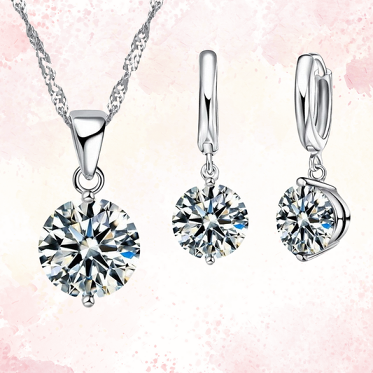 Zenitha Crystal Radiance Jewelry Set – Pure Elegance in Silver & Light
