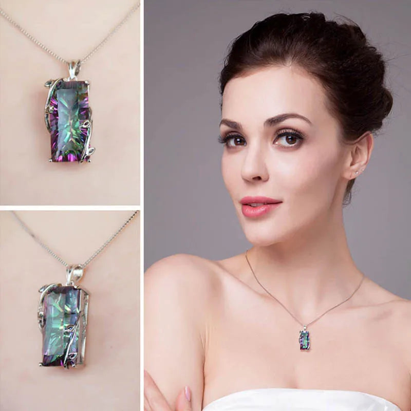 Zenitha Mystic Topaz Anhänger – 925 Sterling Silber plattierte Halskette
