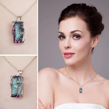 Zenitha Mystic Topaz Anhänger – 925 Sterling Silber plattierte Halskette