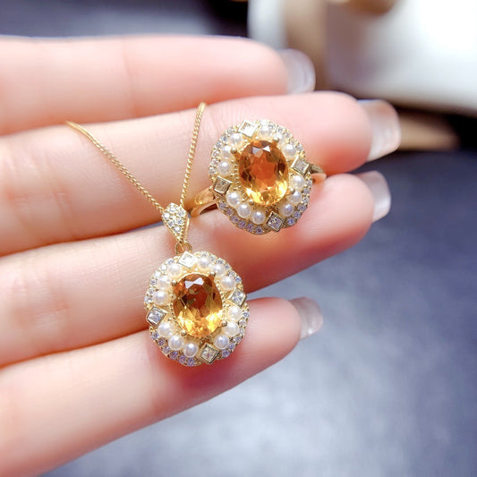 Zenitha Vintage Sunlight Jewelry Set – Where Classic Glamour Meets Golden Warmth