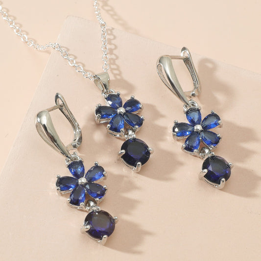 Zenitha Sapphire Bloom Jewelry Set – Where Grace Blossoms in Blue
