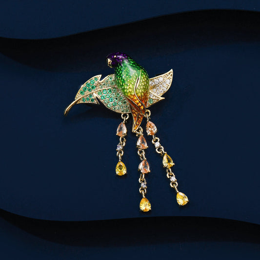 Zenitha Luminara Parrot Brooch – A Symphony of Color and Elegance